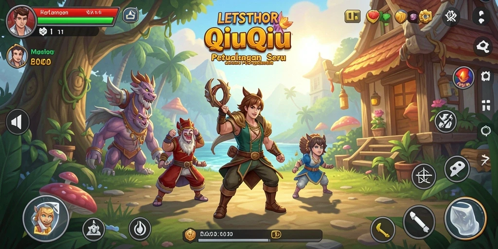 Tangkapan layar gameplay LETSTHOR menampilkan suasana seru permainan QiuQiu.