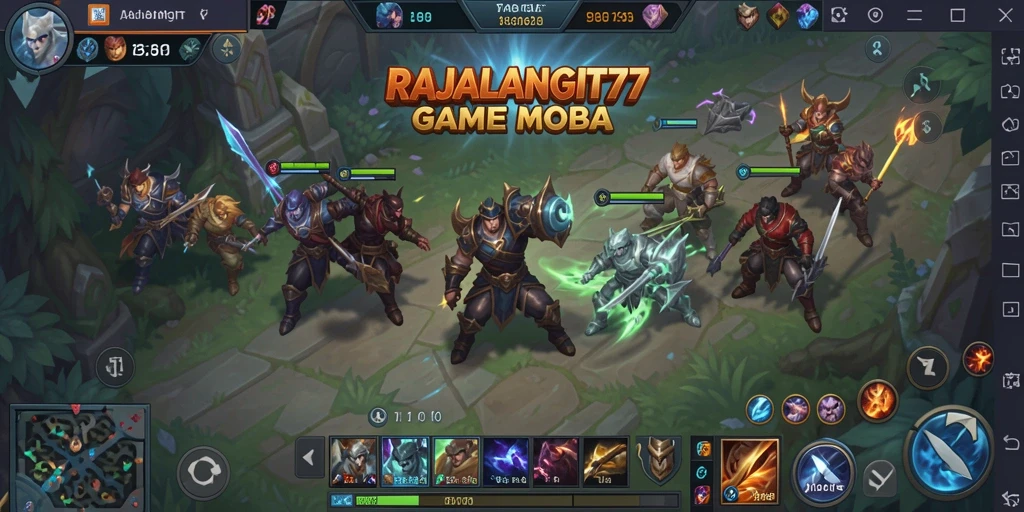 Tampilan menarik dari gameplay RAJALANGIT77 dalam pertarungan MOBA.