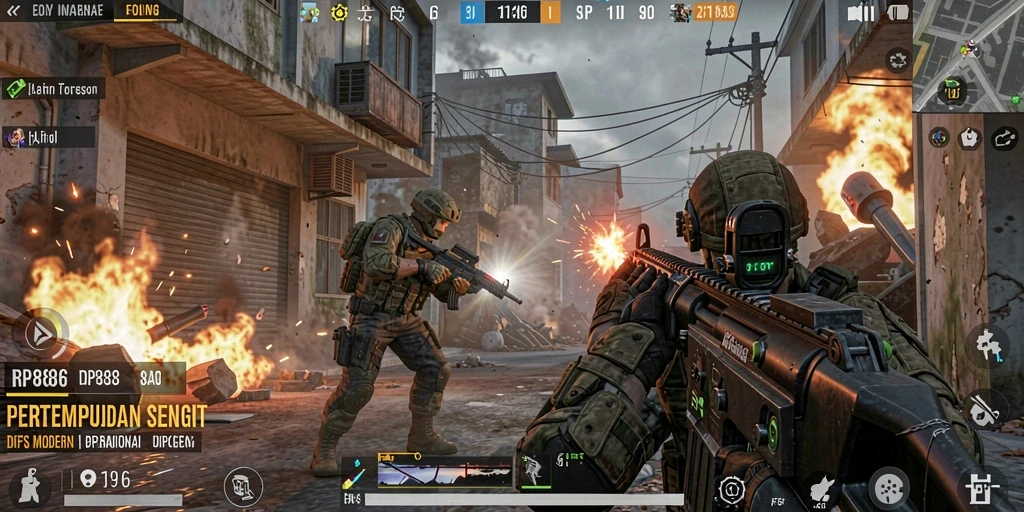 Tangkapan layar menampilkan aksi mendebarkan dalam gameplay FPS RP886.