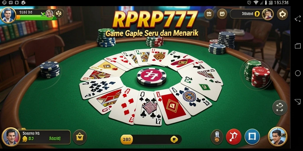 Screenshot utama RPRP777 menampilkan gameplay Gaple yang seru.
