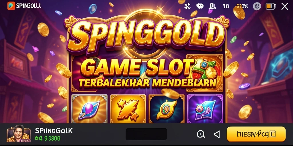 Screenshot gameplay SPINGOLD menampilkan gulungan berputar dengan simbol-simbol menarik.