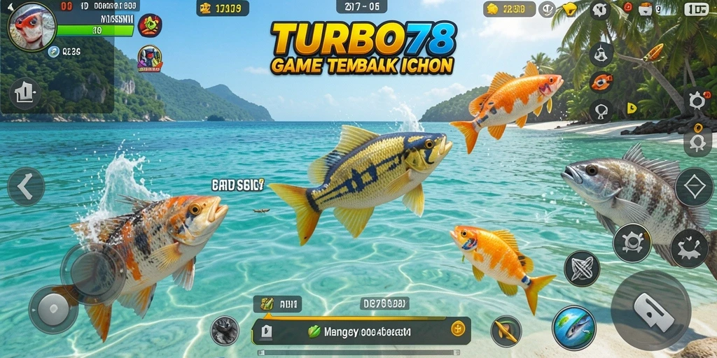 Tangkapan layar game Tembak Ikan TURBO78 yang menarik dan penuh warna.